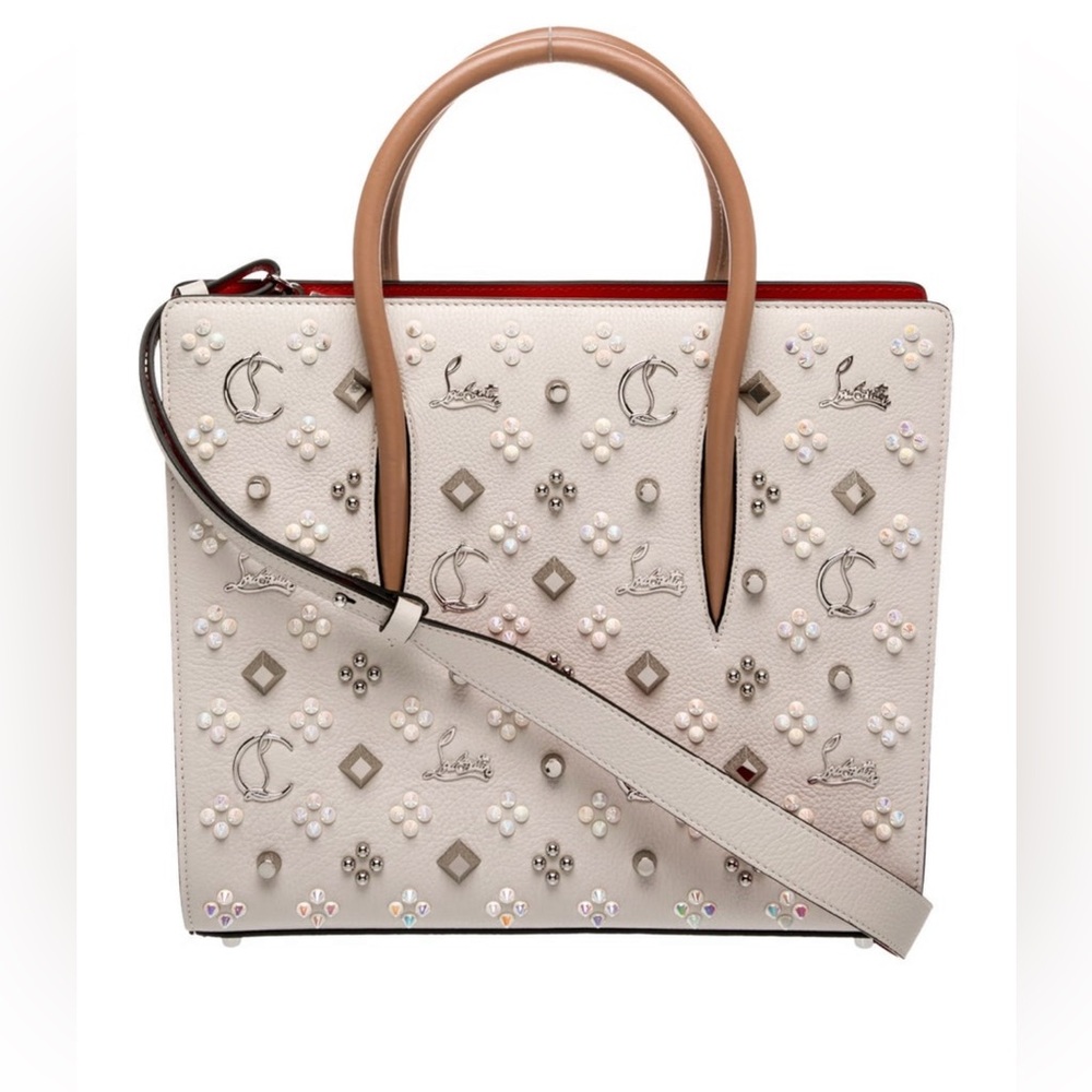SOLD!
Christian Louboutin ivory studded Paloma tote Embellished bag